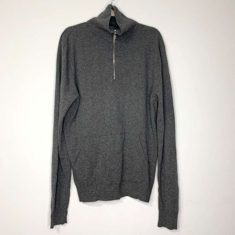 THEORY Mens Gray Wool Blend Knit Pullover Mock Neck Sweater Sz L‎